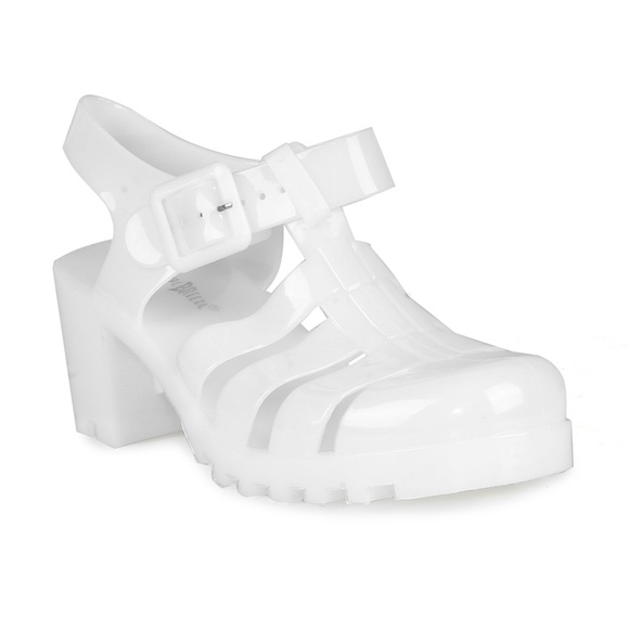 Nature Breeze Shoes - Brash Caged Jelly Block Heels Women's Sandals